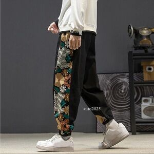 Street Zen Pants Streetwear Style Tapered Embroidered Joggers Sz L Break Skater